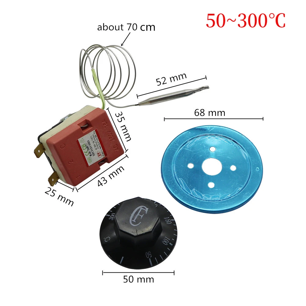 Dial Thermostat Temperature Control Switch For Electric Oven AC 220V 16A  30-110 50-300 Celsius Degree Switch Oven Water Heater