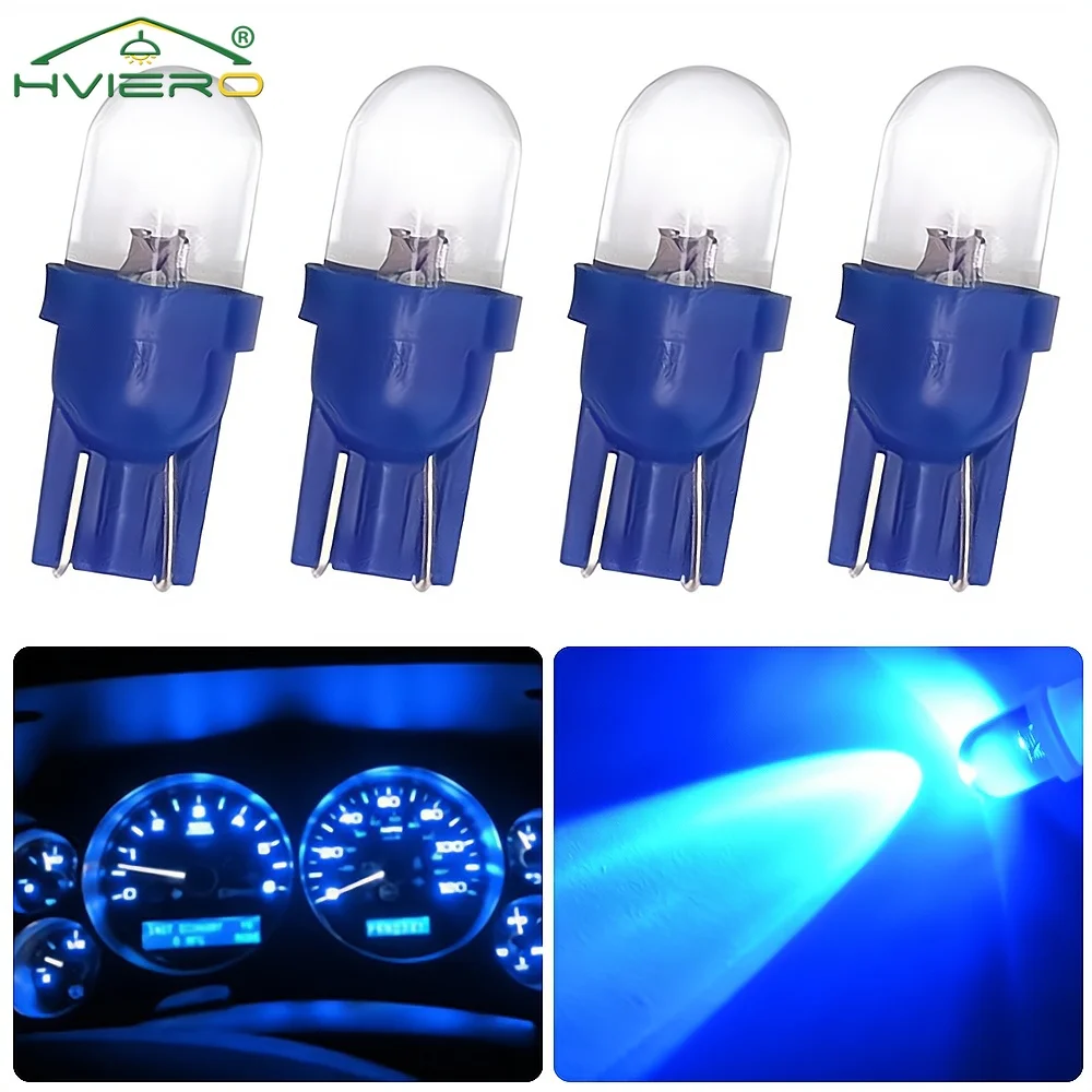 4Pcs T10 LED Bulb DC 12V White Blue RGB Smd 5050 Auto Wedge Light Side Dashboard Number Plate Lamps Dome Transparent Car Lights