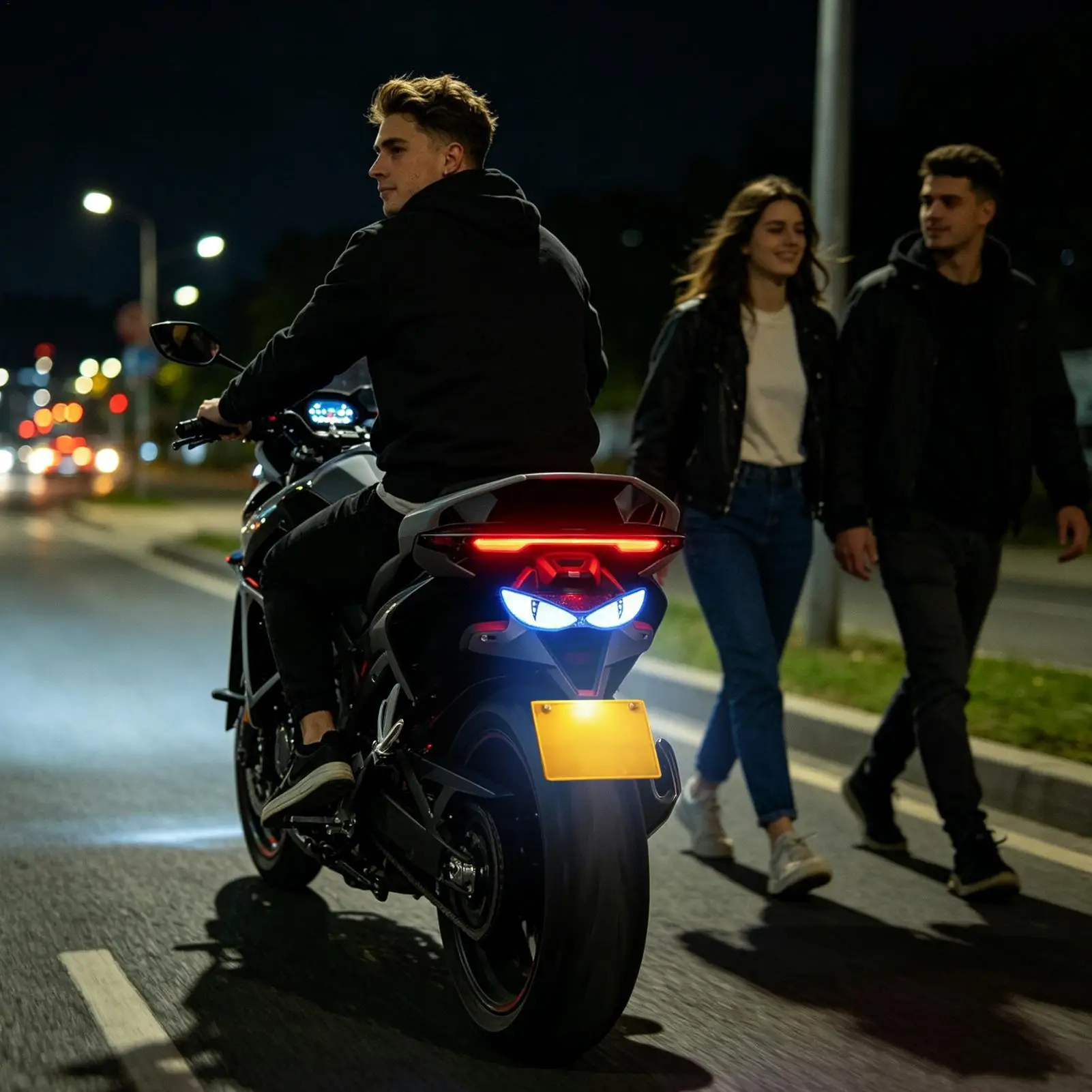 Motorcycle Tail Lamp High Visibility Eye-Shaped Motorcycle Rear Lighting Warn Lamp For Night Riding Daily Commuting Travel City