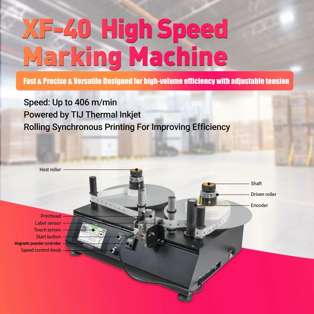 High Speed Portable Winding Sticker Coding Machine DOCOD OEM/ODM XF40 12.7mm Mini Desktop Label Rewinder