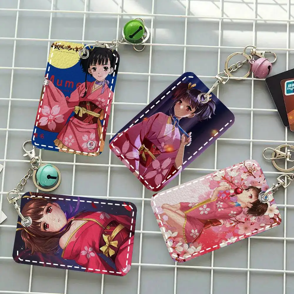 Mumei Anime Koutetsujou No Kabaneri Card Case Keychain Access Card Bag Key Tag Ring Leather Card Holder Key Ring Access
