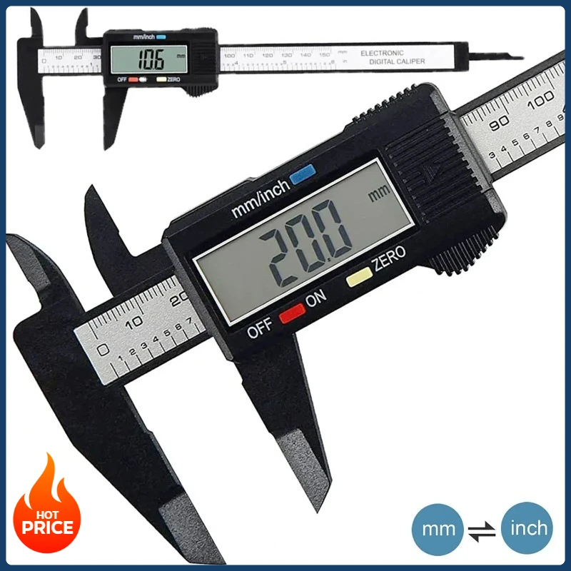 Electronic Pachometer Digital Caliper Vernier Calipers Micrometer Ruler Carbon Fibre Plastic Gauge Measuring Tools Instrument