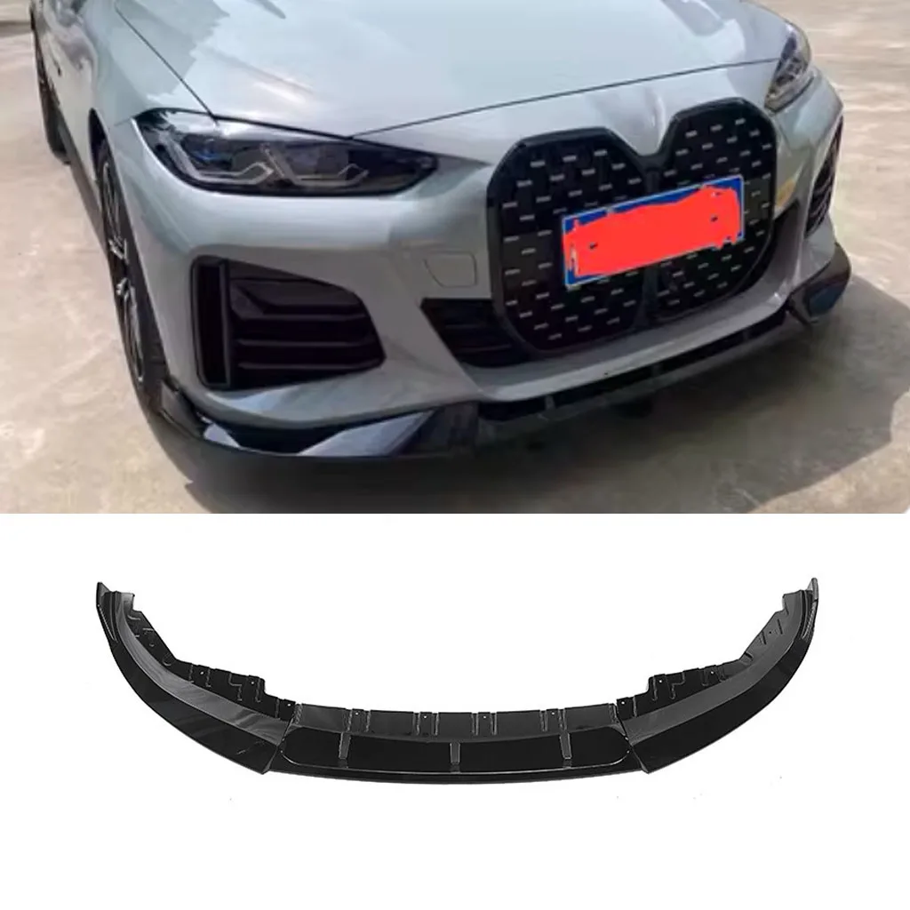 Car Front Bumper Lip Splitter Spoiler For BMW 4 Series G26 i4 M50&G24 Gran Coupe 2021 2022 2023 2024 ABS Gloss Black