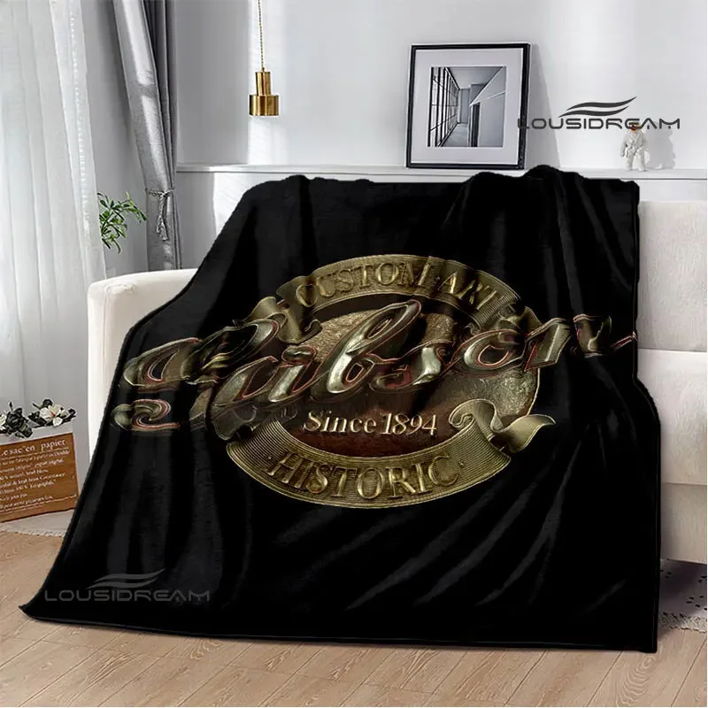 Gibson guitar logo printed blanket Flange warming blanket picnic blanket Home Travel blanket bed linings Birthday Gift
