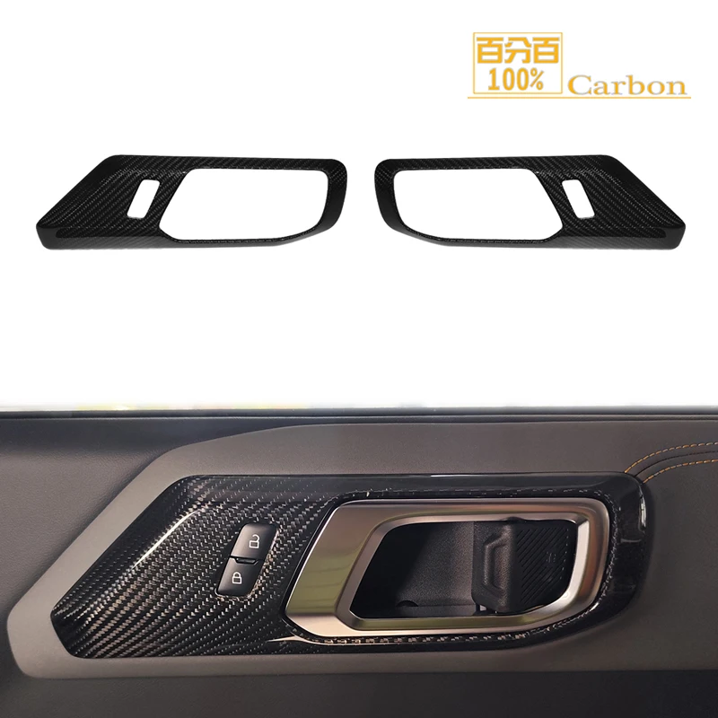 Dry Carbon Car Window Glass Lift Button Switch Cover Trim Front Door Armrest Panel For Ford Bronco 2021