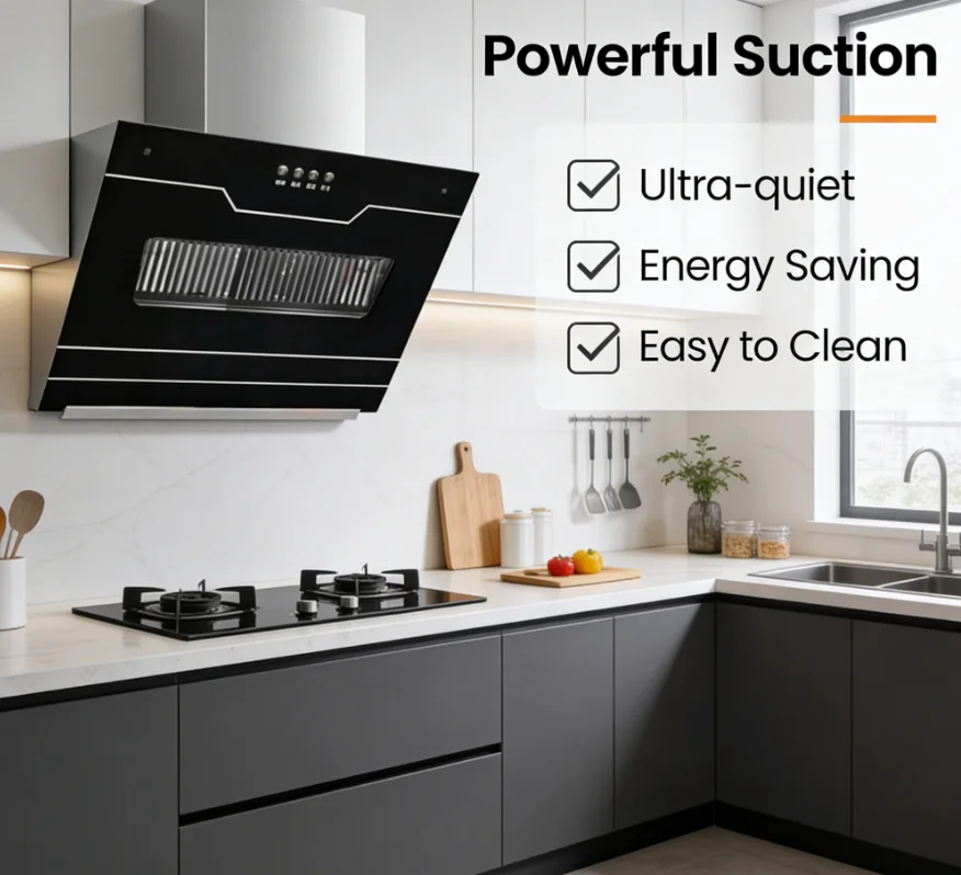 European Style Stainless Steel Wall Mounted Range Hood Large Electric Kitchen Vent Hood Energy Class For Apartment Use