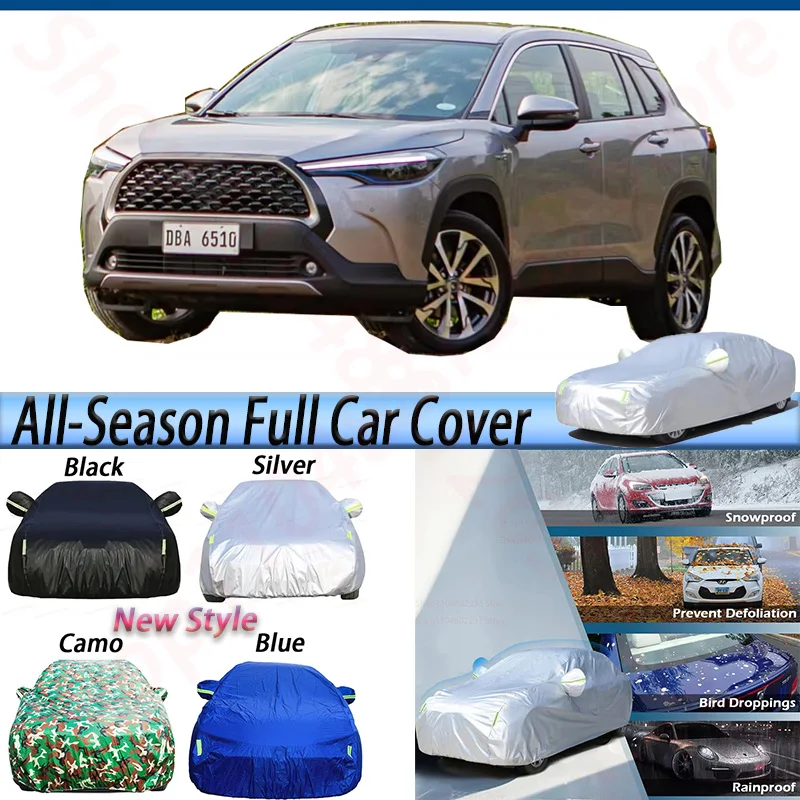 

Black Car Cover Waterproof Sun Anti-UV Snow Rain Dust Protection Cover Windproof For Toyota Corolla Cross 2020-2025