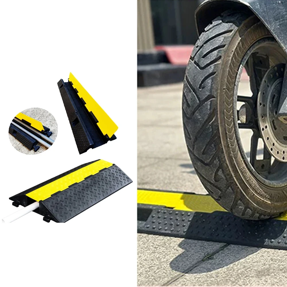 1 Pcs Cable Protector Ramp Wire Cable Cover Cord Guard Channels Rubber + PVC 11000LBS Speed Bump Parking Lots Driveway Traffic