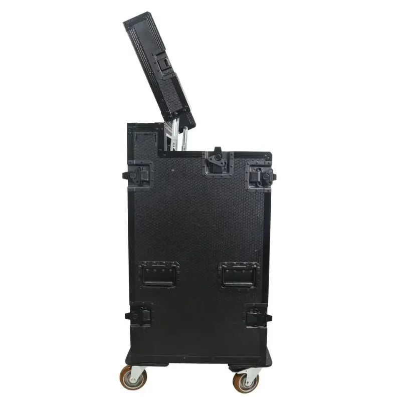 Professional Mobile Broadcast Studio Workstation Flight Case, 4U Top 12U Bottom, Video Streaming & Recording Protective Case