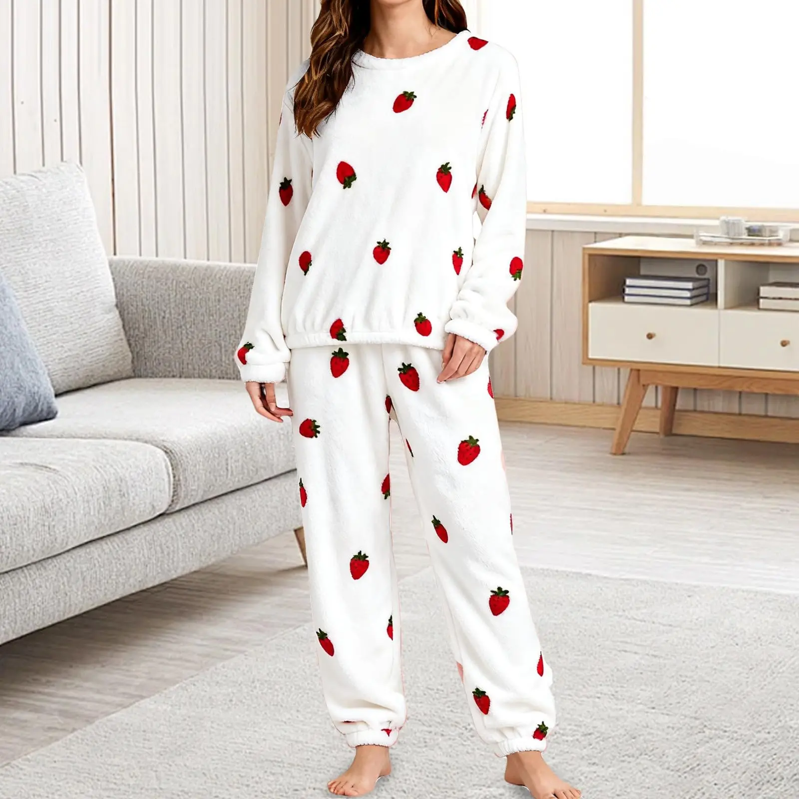 

New Coral Fleece Linened Thickened Warm 2-piece Set Autumn/winter Women's Pajama Set Pattern Home Clothes Sleepwear 2025