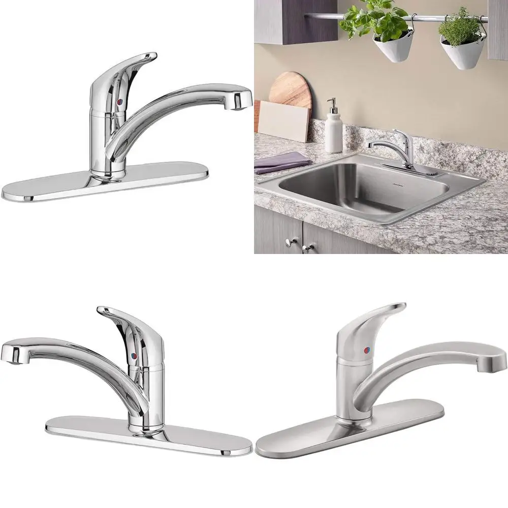 

Single-Handle Kitchen Faucet with Deckplate, Polished Chrome Finish, Colony Pro Style, Premium Quality