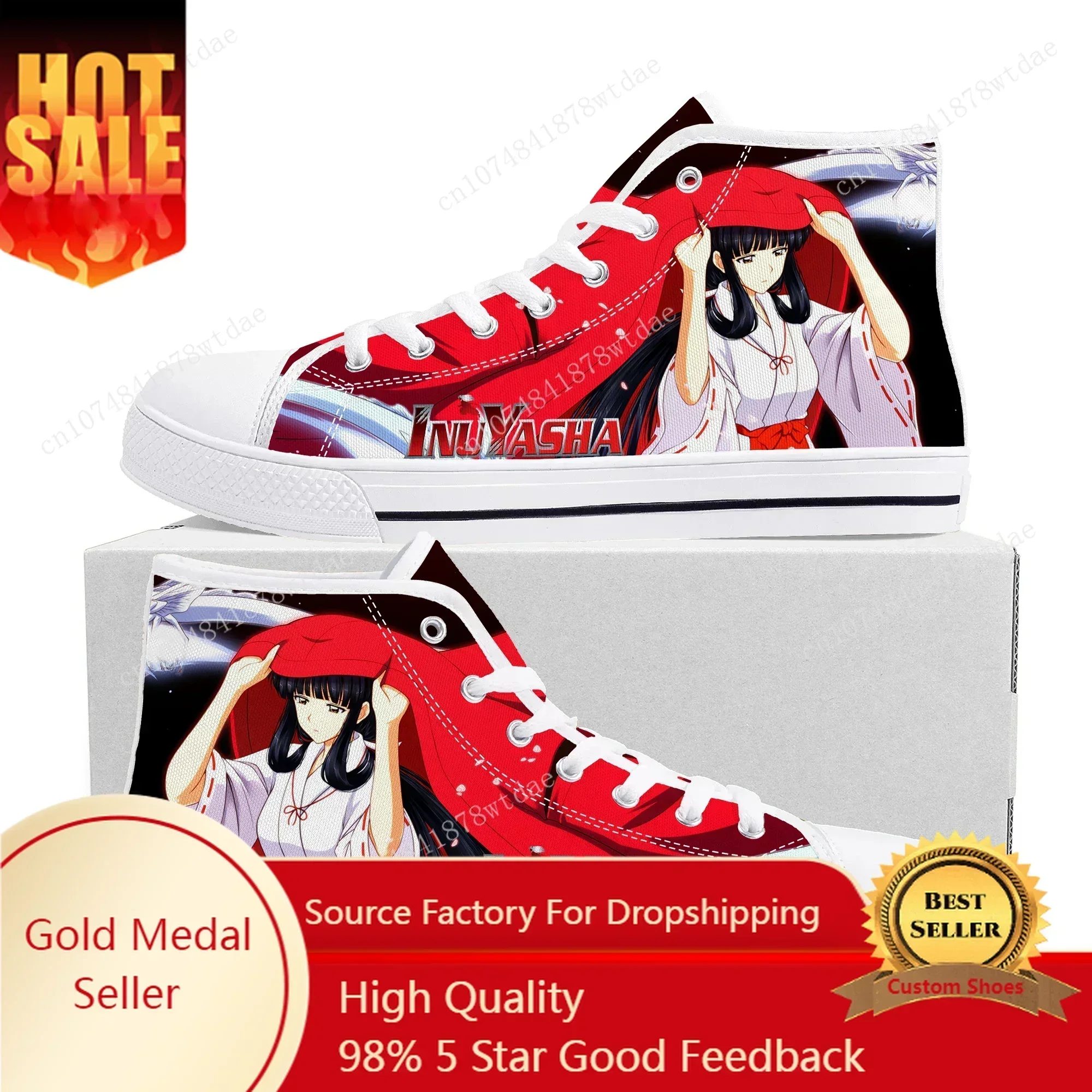 Kikyo High Top Sneakers Mens Womens Teenager Inuyasha High Quality Canvas Sneaker Comics Manga Cartoon Couple Customized Shoes