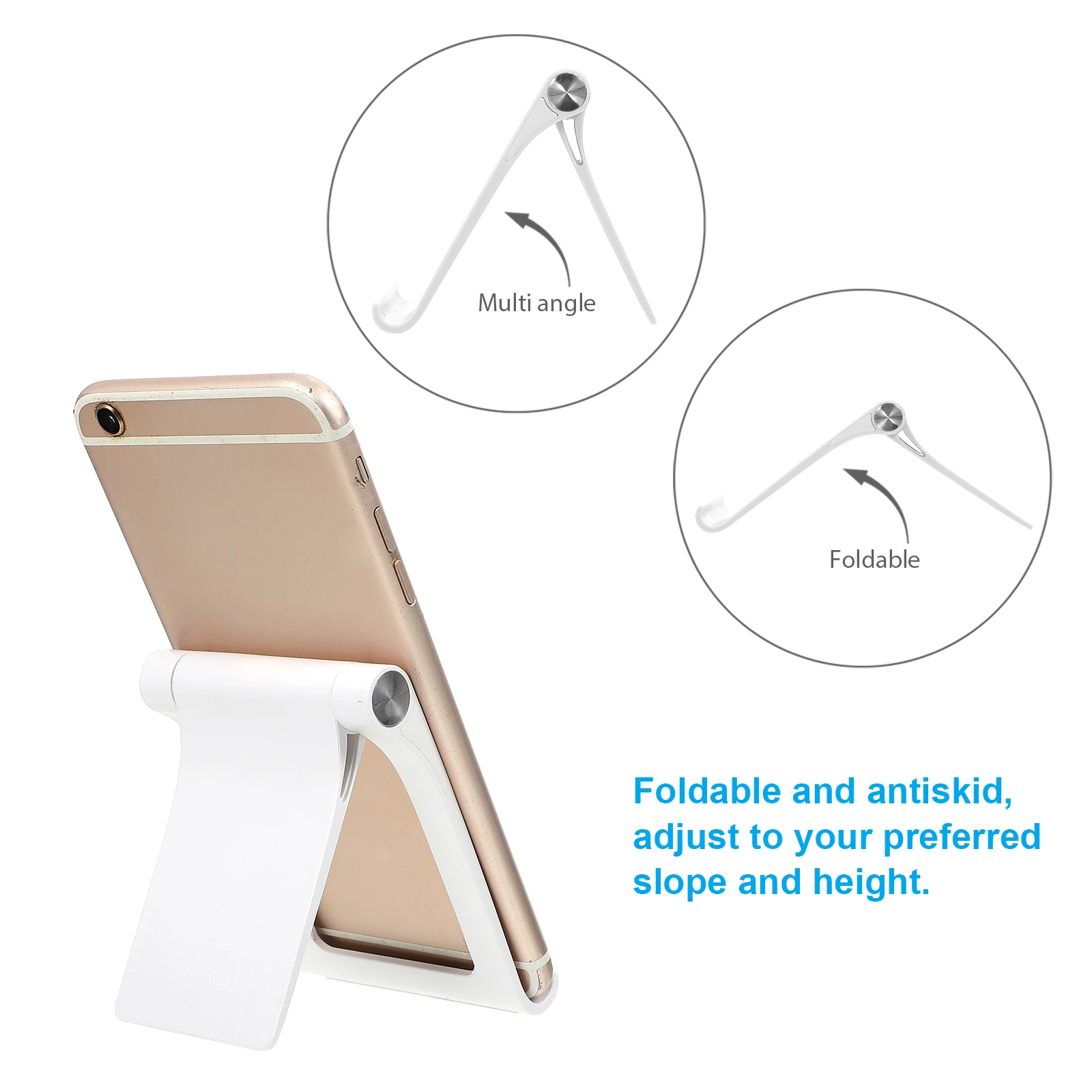 

1pc Foldable Anti-Slip Cell Phone Stand Tablet Holder Adjustable Desktop Rack For Home Office Kitchen Nightstand Use