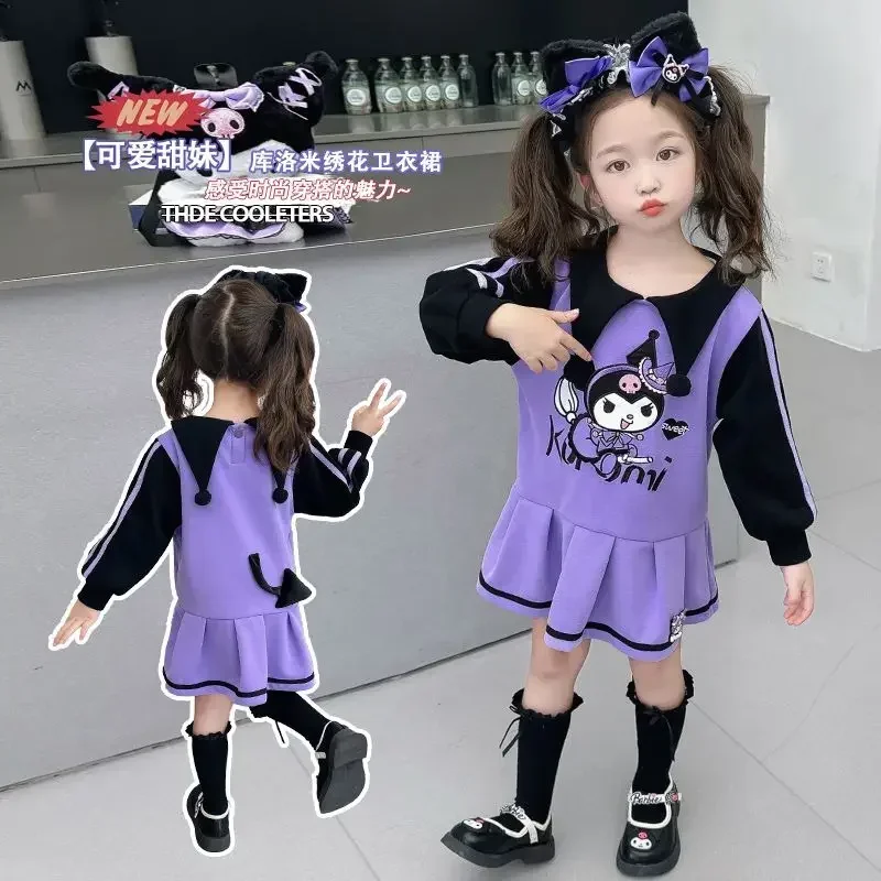 

Spring Autumn Kawaii Anime Long Sleeve Dress Sweet Cute Sanrio Ins Children Shirt Clothing Headwear Decoration Gifts for Kids