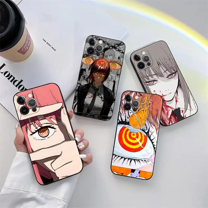 

Makima Anime Phone Case for iPhone 11 15 16 Pro Max Power Chainsaw Man Coque For Apple 13 Pro 16 14 Plus 12 Mini XS 8 Soft Cover