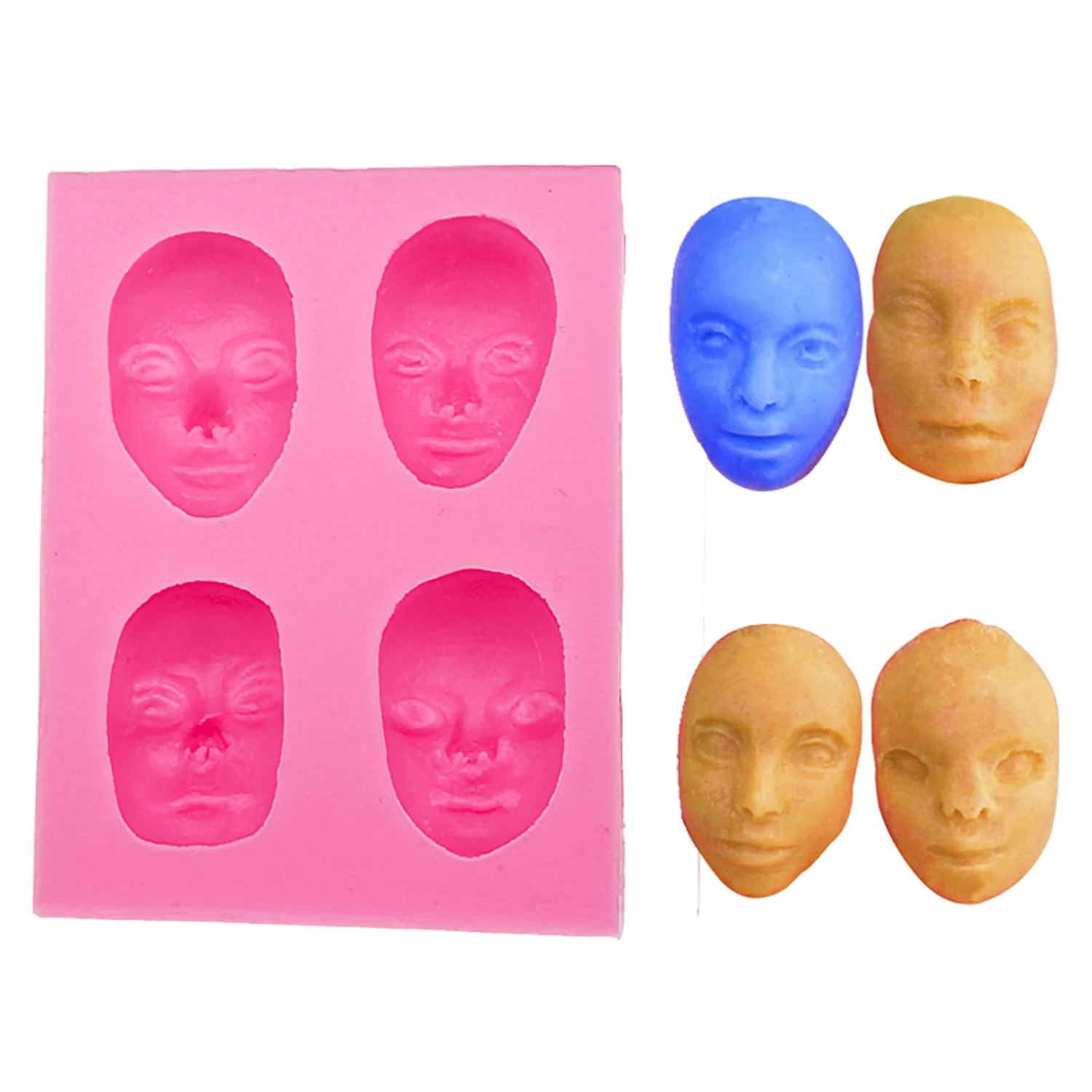 Silicone Girl and Boy Face Molds Sugarcraft Clay DIY Fondant Chocolate for Cakes Resin Casting Mold