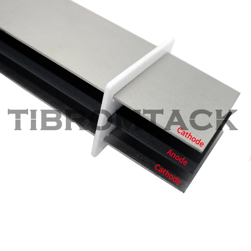 MMO Titanium Electrodes Assembly with Ruthenium-Iridium Coating and PTFE Partitions (1pc Titanium Anode+2pcs Titanium Cathode)