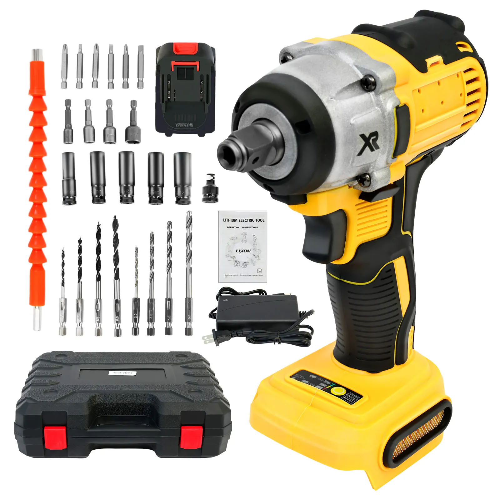 

20V Cordless Impact Wrench 1/2 Inch Powerful Brushless Electric Torque 280 ft-lbs (380N.m) with 2x3.0Ah Battery 30-Piece Toolbox
