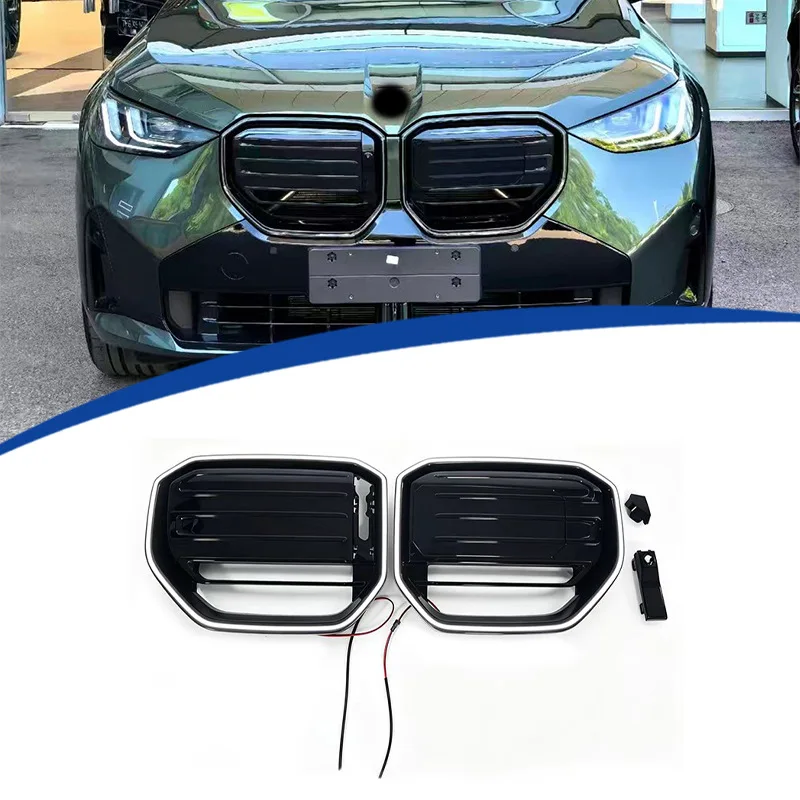 Grille front For BMW X3 G45 2024-2026 Modified LED lighted air intake grille Bumper Kidney Racing Accessorie glossy black