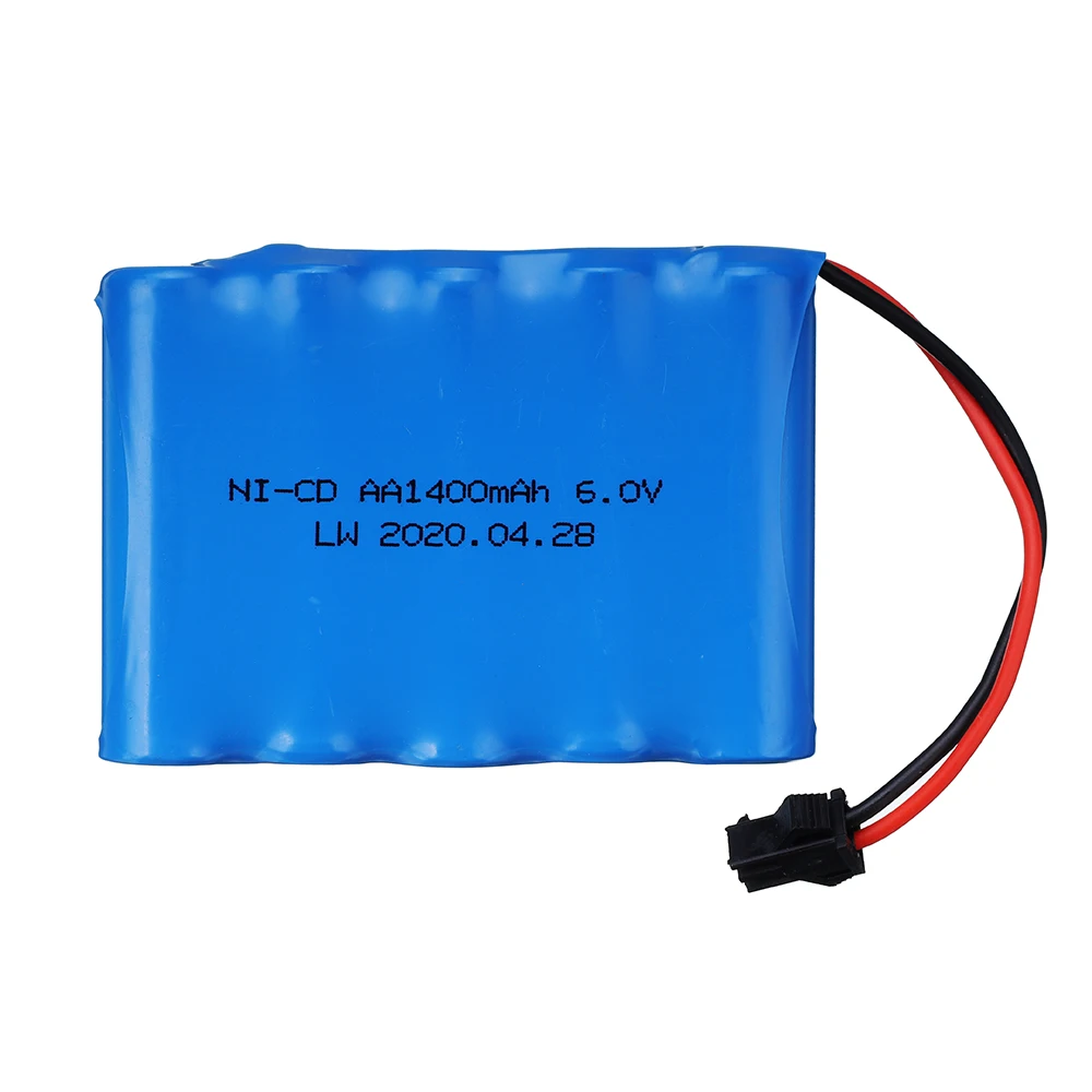 RC 장난감용 NICD 배터리 팩, 자동차 보트 로봇 탱크 건 부품, Ni-CD AA, 700mAh, 6.0V 충전식 배터리 팩, SM 플러그, 1400mAh, 6V