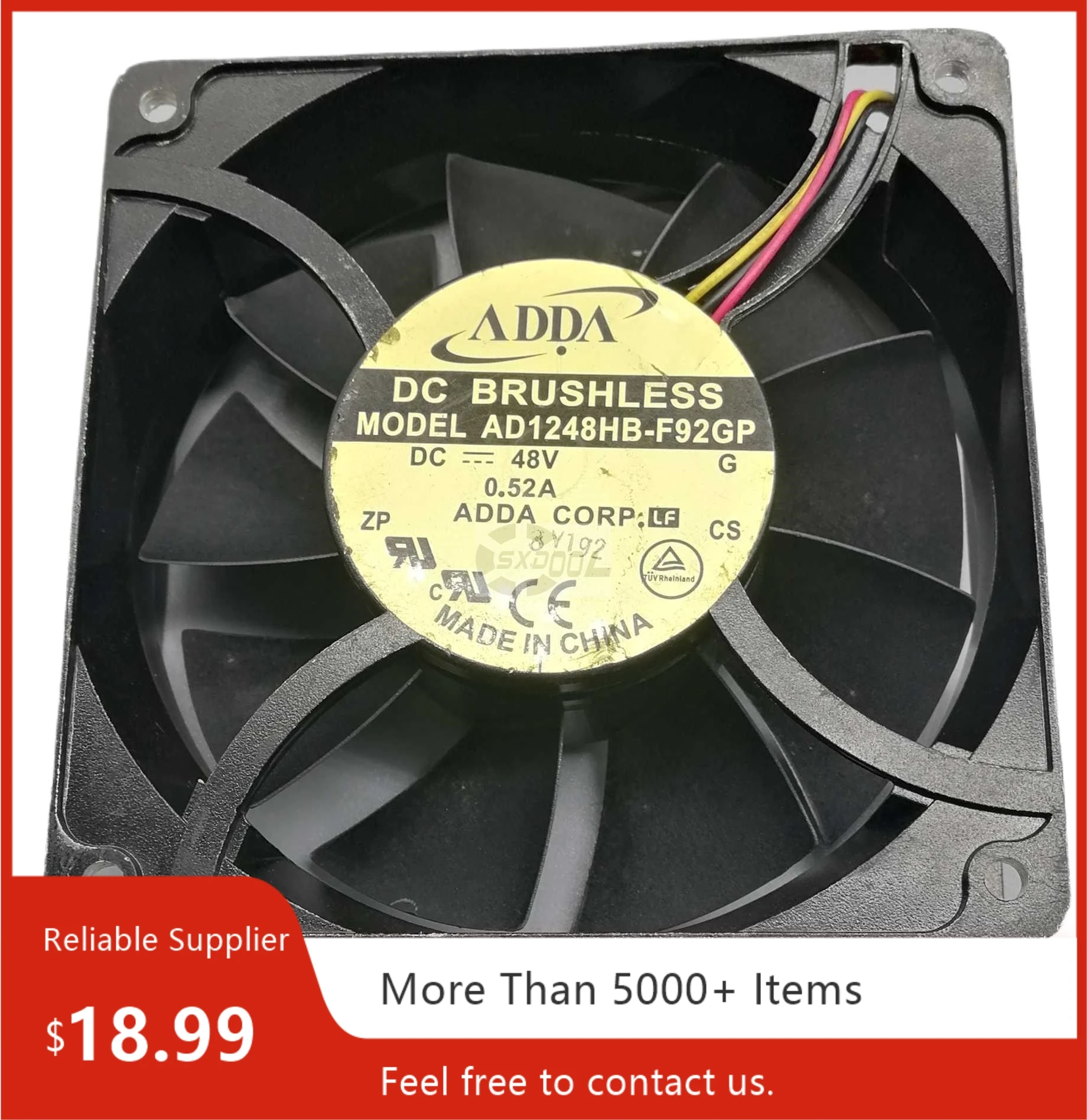 

12038 Server Fan For ADDA AD1248HB-F92GP 120x120x38mm 48V 0.52A 5000RPM 207CFM 3-Wire Cooling Fan