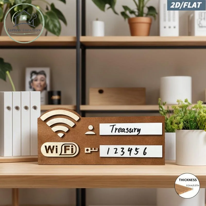 2D Wooden WiFi Password Display Sign With Erasable Board And Rustic Look Perfect For Home Office Cafe Guesthouse Rental Spaces