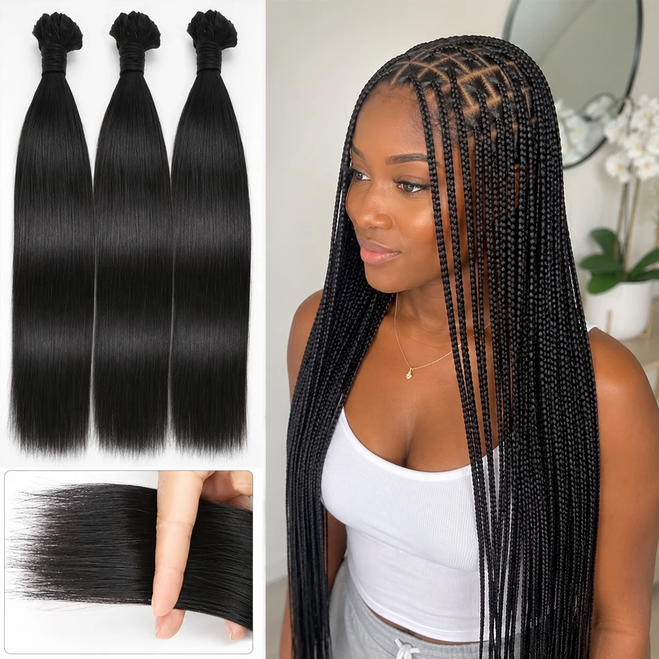 SIXQUEEN Cheveux humains à tresser pour tresses bohèmes, 16 pouces, extensions de cheveux humains lisses en vrac pour tressage, sans trame, pour femmes noires