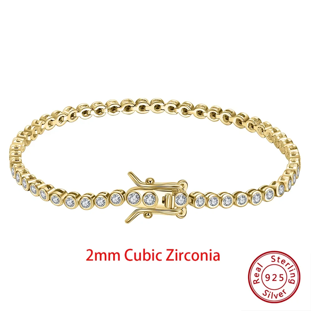 Rinntin SB143 Tennis Bracelet Sterling Silver Clear Cubic Zirconia 8