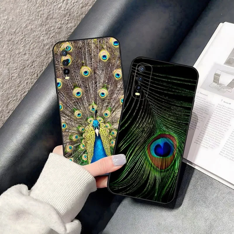 Turquoise Stone Flora Peacock Feather Phone Case For Huawei Y 3 2020 2017 II 5 2018 2019 5 P 6 Pro 2019 7 A 9 S Nova 6-4g