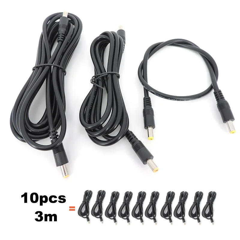 

10x 5.5x2.5mm DC male to male Extension power supply Cable Plug Cord 0.5m 1.5M 3meter wire connector Adapter for strip camera h