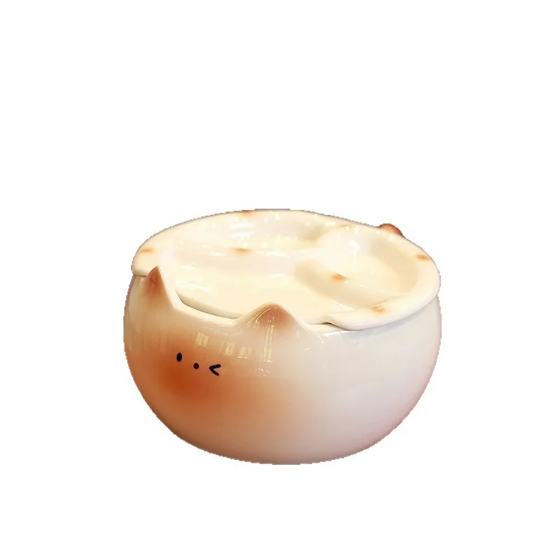 

Siamese cat ceramic instant noodle bowl creative design girl high value cute egg cup cat instant noodle bowl household ceramics