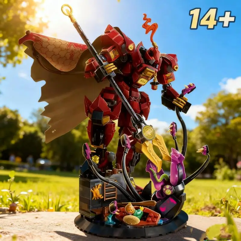 

Новинка, 996 шт., рыцарь с пламенем, меха, украшение для дома в сборе, 71846, модель персонажа Mecha, украшение для рабочего стола, дисплей, рождественские подарки