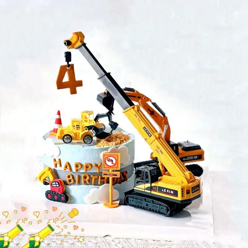 Construction Birthday Cake Topper Decor Crane Tractor Car Party Construction Party Gift Boy 1st Birthday Baby Shower Cake Baking