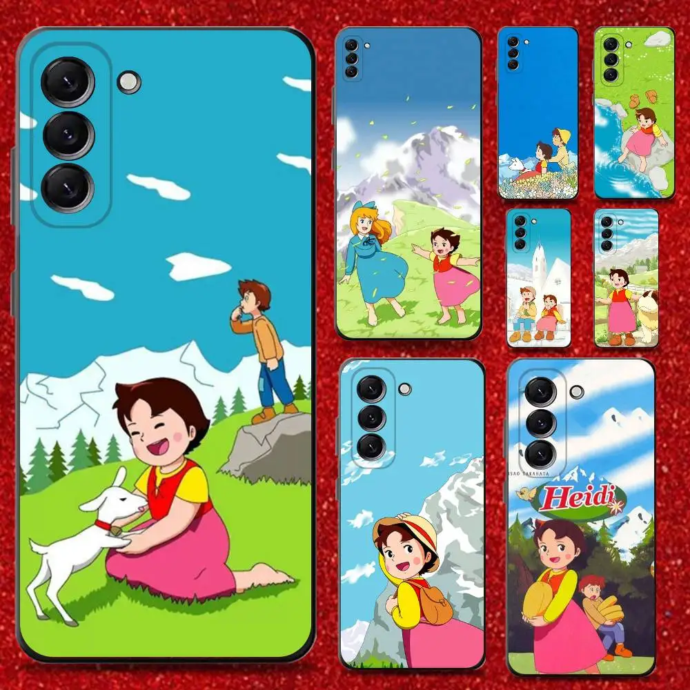 

H-heidi Cartoon Phone Case For Samsung Galaxy A13,A21s,A22,A31,A32,A52,A53,A71,A80,Soft Black Shell