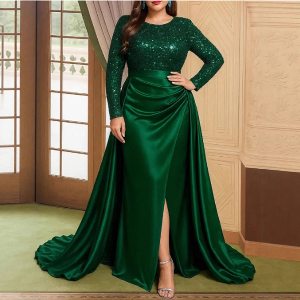 2025 Damesbanket Lange mouwen Elegante Dame Gastheer Jaar-Einde Feestgastheer met Presence Queen Paillette Avondjurk
