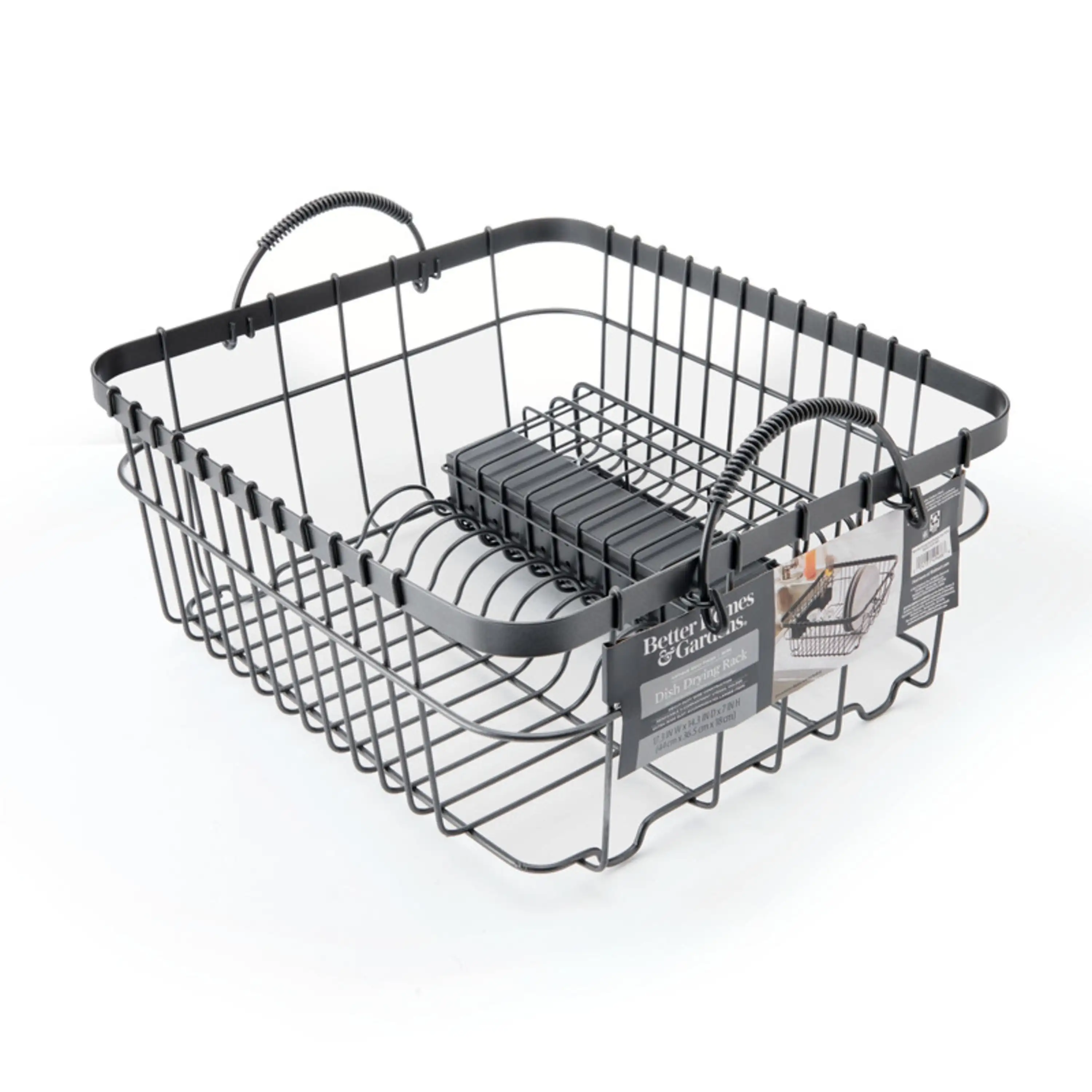 

Metal Dish Rack with Caddy, Antique Gray