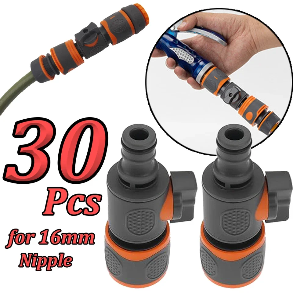 1 to 30 pieces plastic garden hose coupling device with rapid 16 mm connection system for irrigation networks – lightweight dura