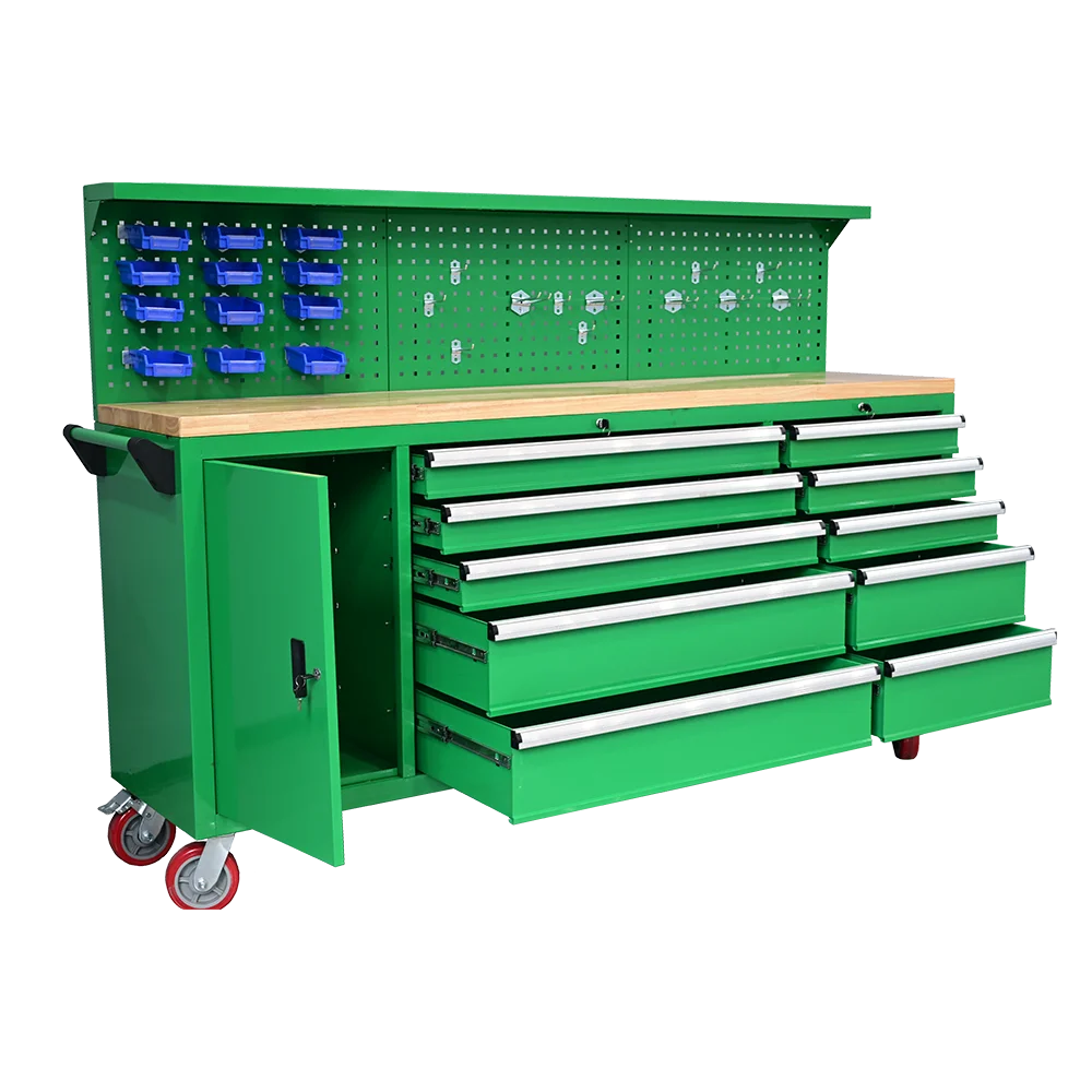 OEM Heavy Duty Portable Metal Workbench with Pegboard and Multi-Drawers Waterproof Storage for Garage Workshop Use