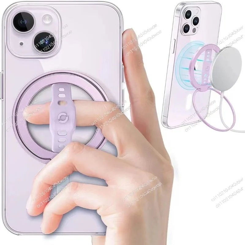 EWA Compatible with MagSafe Wireless Charging Phone Grip Stand with Silicone Finger Strap Removable Magnetic Ring Holder