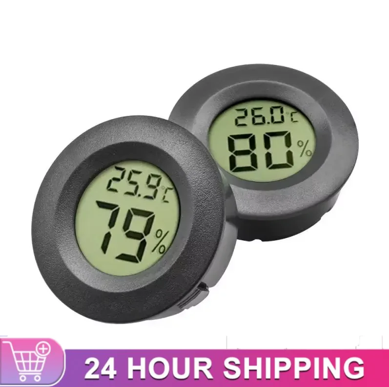 +70°C Mini LCD Digital Thermometer Hygrometer Round Thermometer Hygrometer Temperature And Humidity Indoor Computer Room LCD