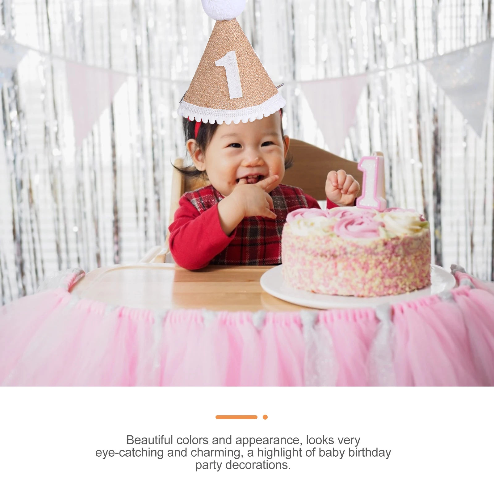 

1pc Linen 1St Cap Photo Prop Headdress Linen Birthday Hat Party Favor Decorated 1St Birthday Cap Ball