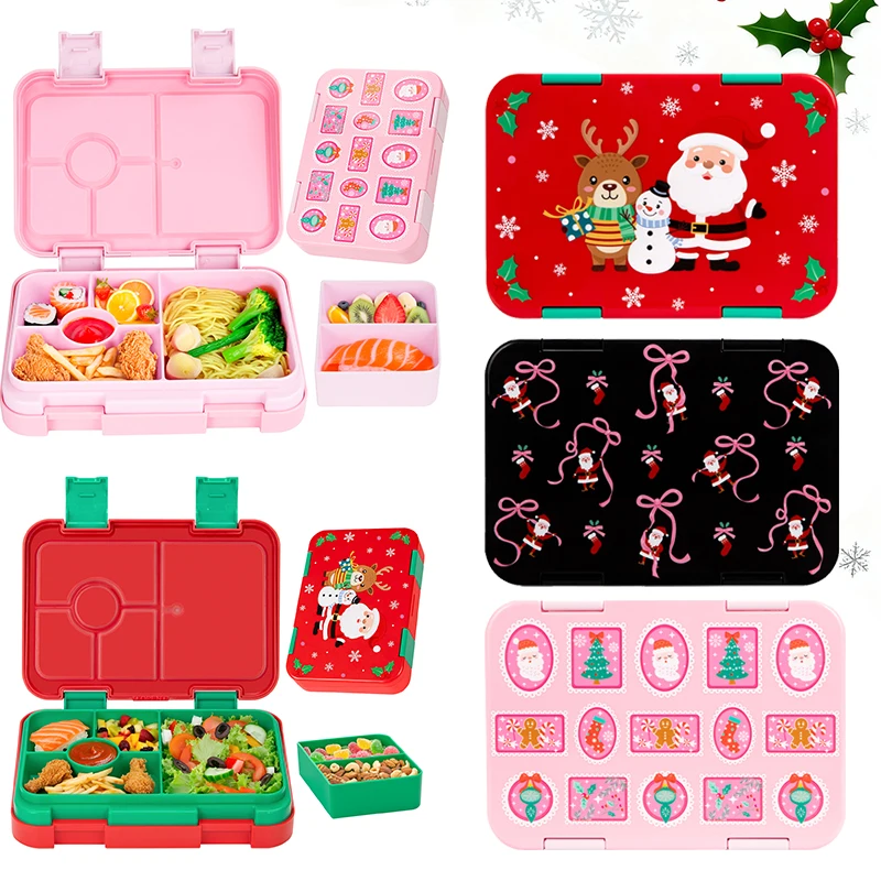 Boîte à déjeuner de noël pour enfants, four à micro-ondes divisé Portable, boîte à Bento, conteneurs hermétiques, pique-nique scolaire, boîte à Bento pour étudiants