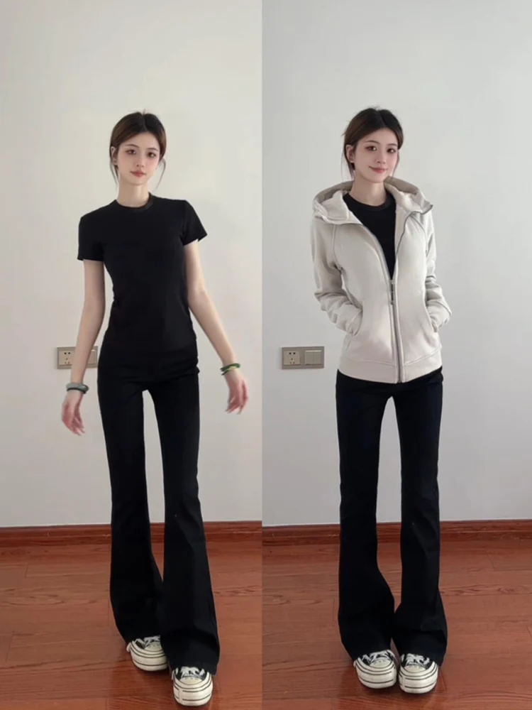 

High Waist Flared Jeans Women's Autumn Winter Fce Elastic Slimming Small Size Sexy Hoof Pants Bla Denim Skinnies