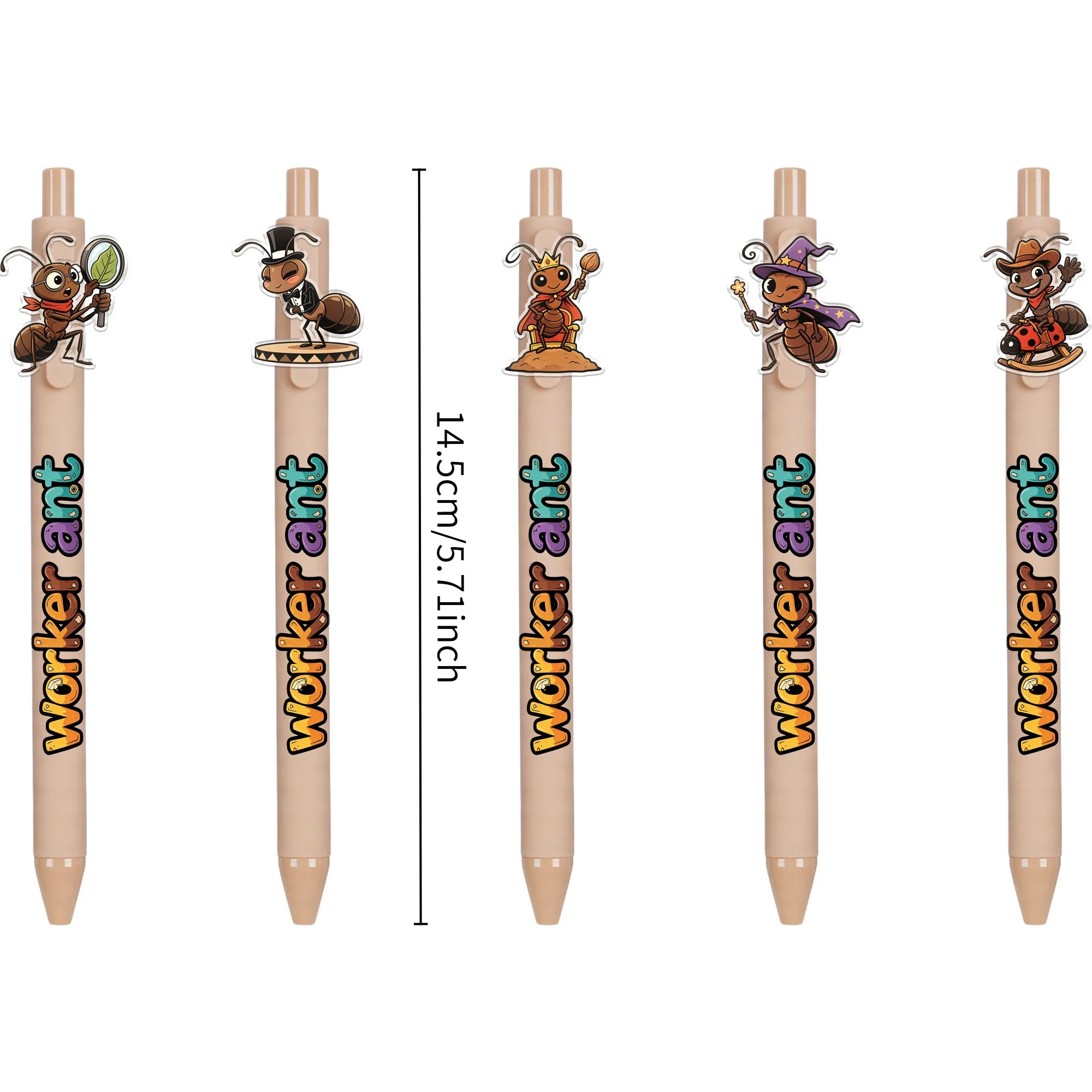 15Pcs Ant-Themed Acrylic Ballpoint Pens, Smooth Writing, Suitable for Journaling, Convenient for Office Use, Random Patterns