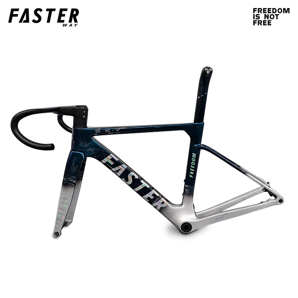 FASTERWAY Freedom Classic Carbon Road Bike Frame 52cm Silver Blue