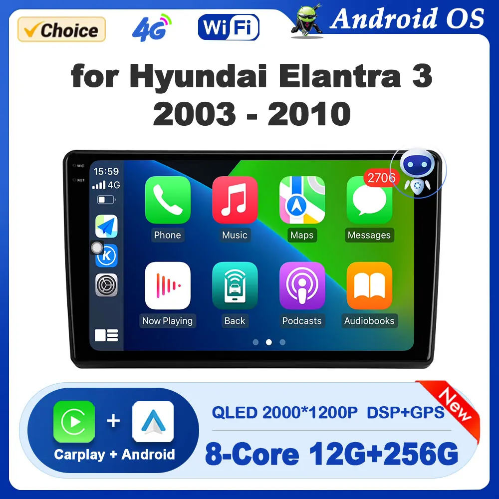 

for Hyundai Elantra 3 2003 - 2010 Car Radio Multimedia Player GPS Navigation Android System Audio DSP Stereo 2.5D Touch Screen
