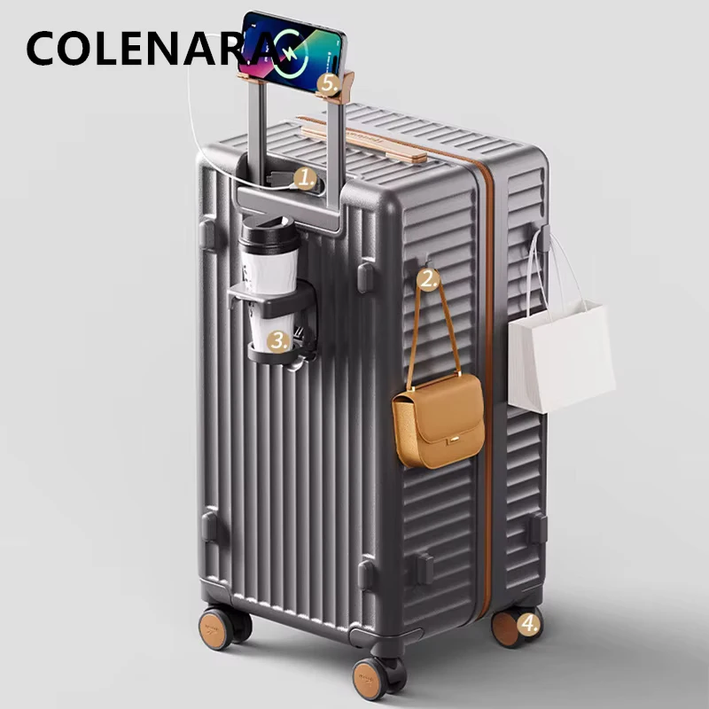 COLENARA حقيبة عالية الجودة 20 "24" 26 "28 بوصة سعة كبيرة حقيبة تروللي بعجلات ABS + PC صندوق الصعود مع عجلة المتداول الأمتعة #6