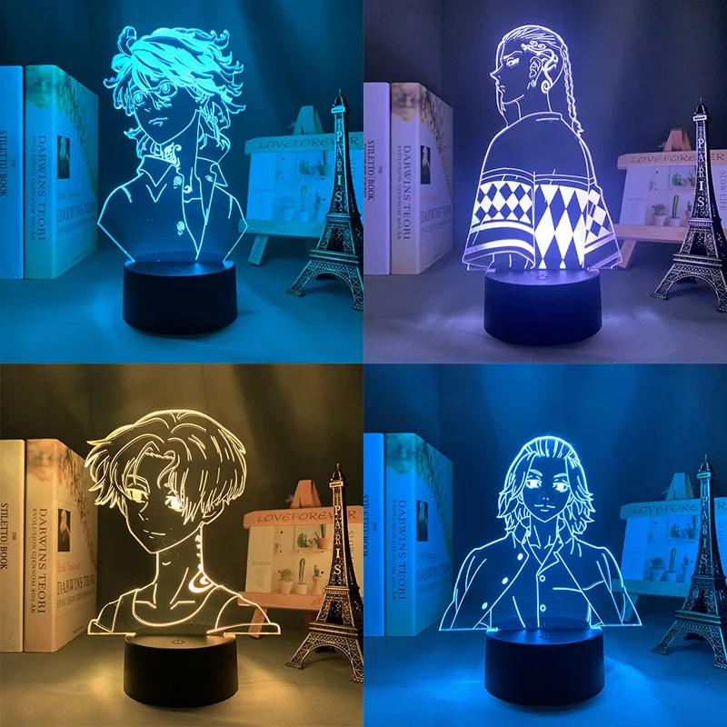 Anime Tokyo Revengers 3d Night Night MIKEY Draken Mitsuya Takashi LED Acrylic Stand Model Manga Lamp with Remote Touch Sensor