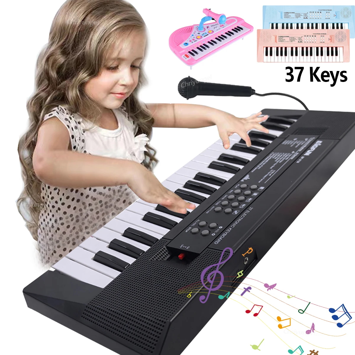Chriyungel 37 teclas crianças teclado eletrônico piano com microfone instrumento musical brinquedos educativos presente para menino menina criança