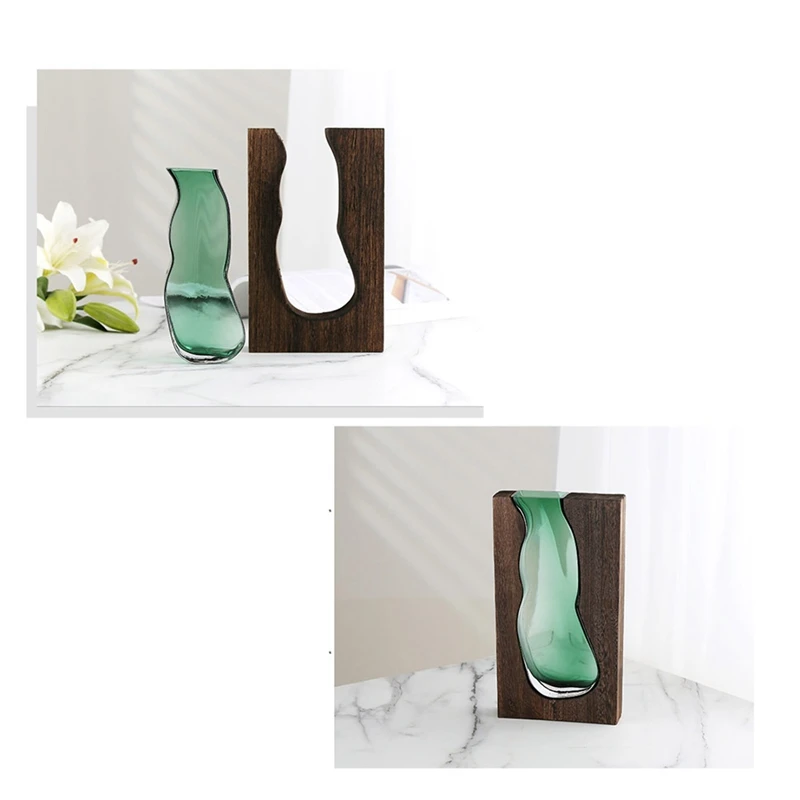 Wooden House Glass Vase Water Raised Flower Living Room Dining Table Dry Flower Arrangement Container Ornament